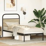 vidaXL Cadru de pat fără saltea 75x190 cm Lemn derivat stejar Sonoma