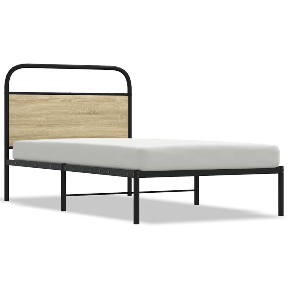vidaXL Cadru de pat fără saltea 107x203 cm Lemn derivat stejar Sonoma