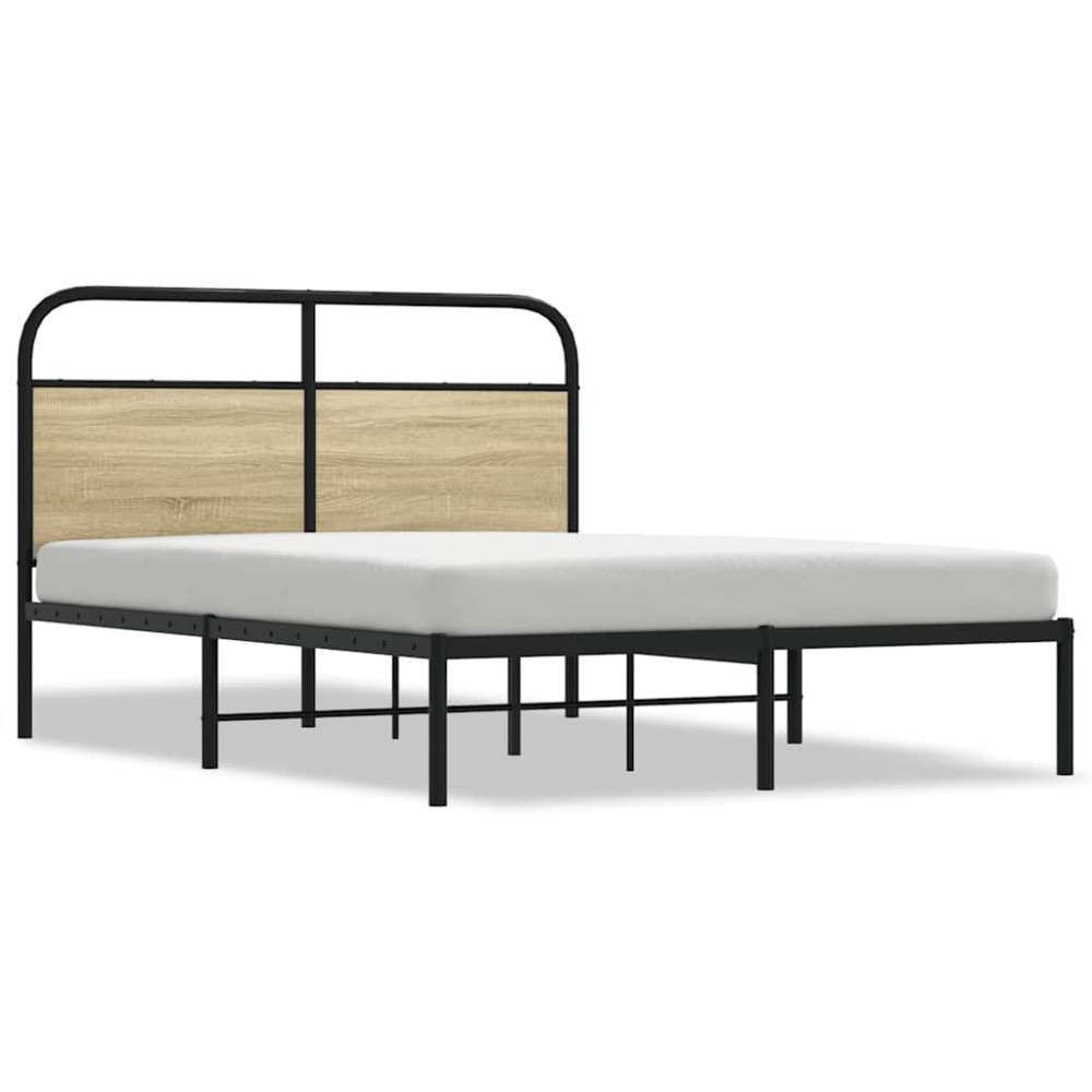vidaXL Cadru de pat fără saltea 120x190 cm Lemn derivat stejar Sonoma