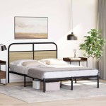 vidaXL Cadru de pat fără saltea 135x190 cm Lemn derivat stejar Sonoma vidaXL Cadru de pat fără saltea 135x190 cm Lemn derivat stejar Sonoma