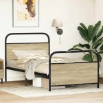 vidaXL Cadru de pat fără saltea 90x200 cm Lemn derivat stejar Sonoma