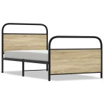 vidaXL Cadru de pat fără saltea 107x203 cm Lemn derivat stejar Sonoma vidaXL Cadru de pat fără saltea 107x203 cm Lemn derivat stejar Sonoma