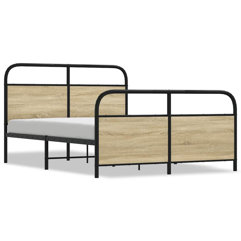 vidaXL Cadru de pat fără saltea 120x190 cm Lemn derivat stejar Sonoma