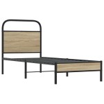 vidaXL Cadru de pat fără saltea 75x190cm stejar afumat lemn prelucrat