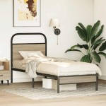 vidaXL Cadru de pat fără saltea 75x190cm stejar afumat lemn prelucrat