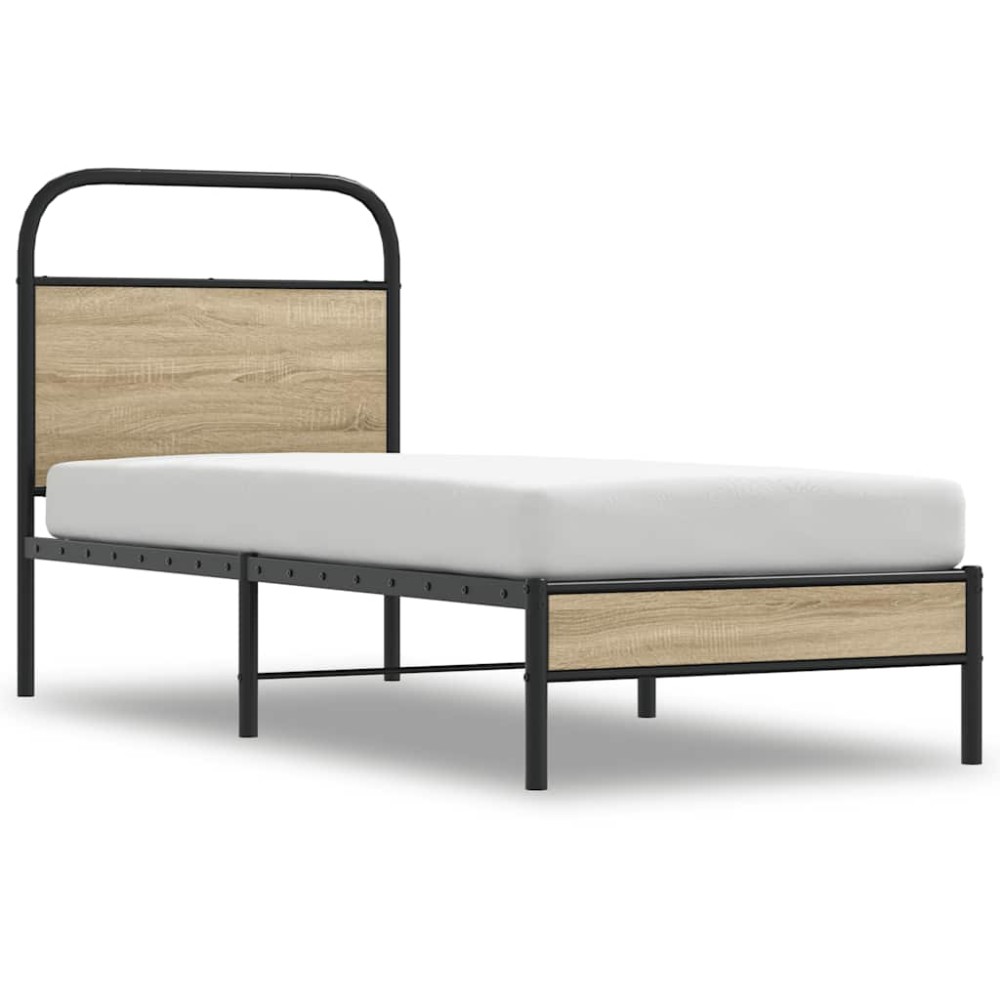 vidaXL Cadru de pat fără saltea 80x200cm Stejar fumuriu lemn prelucrat