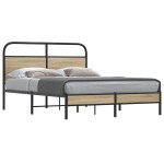 vidaXL Cadru de pat fără saltea 135x190 cm Stejar fumuriu vidaXL Cadru de pat fără saltea 135x190 cm Stejar fumuriu