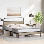 vidaXL Cadru de pat fără saltea 135x190 cm Stejar fumuriu vidaXL Cadru de pat fără saltea 135x190 cm Stejar fumuriu