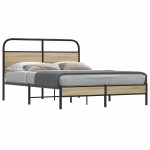 vidaXL Cadru de pat fără saltea 140x190 cm Stejar fumuriu vidaXL Cadru de pat fără saltea 140x190 cm Stejar fumuriu