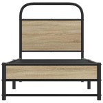 vidaXL Cadru de pat fără saltea 75x190cm stejar afumat lemn prelucrat
