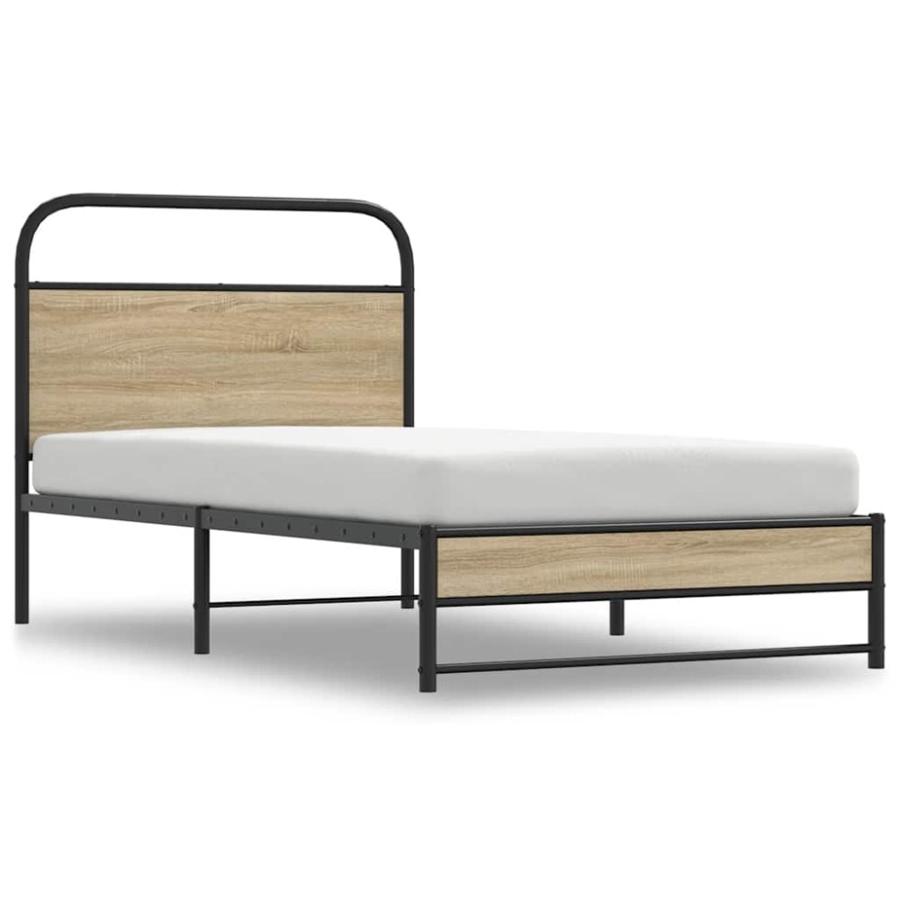 vidaXL Cadru de pat fără saltea 107x203 cm Stejar fumuriu