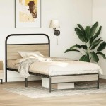 vidaXL Cadru de pat fără saltea 107x203 cm Stejar fumuriu vidaXL Cadru de pat fără saltea 107x203 cm Stejar fumuriu