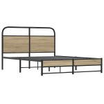 vidaXL Cadru de pat fără saltea 135x190 cm Stejar fumuriu vidaXL Cadru de pat fără saltea 135x190 cm Stejar fumuriu