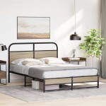 vidaXL Cadru de pat fără saltea 135x190 cm Stejar fumuriu vidaXL Cadru de pat fără saltea 135x190 cm Stejar fumuriu