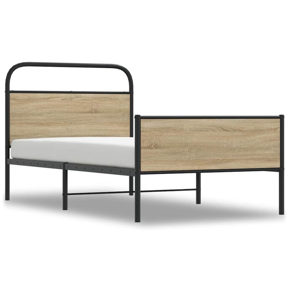 vidaXL Cadru de pat fără saltea 107x203 cm Lemn derivat stejar Sonoma