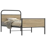 vidaXL Cadru de pat fără saltea 107x203 cm Lemn derivat stejar Sonoma vidaXL Cadru de pat fără saltea 107x203 cm Lemn derivat stejar Sonoma