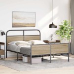 vidaXL Cadru de pat fără saltea 120x190 cm Lemn derivat stejar Sonoma vidaXL Cadru de pat fără saltea 120x190 cm Lemn derivat stejar Sonoma
