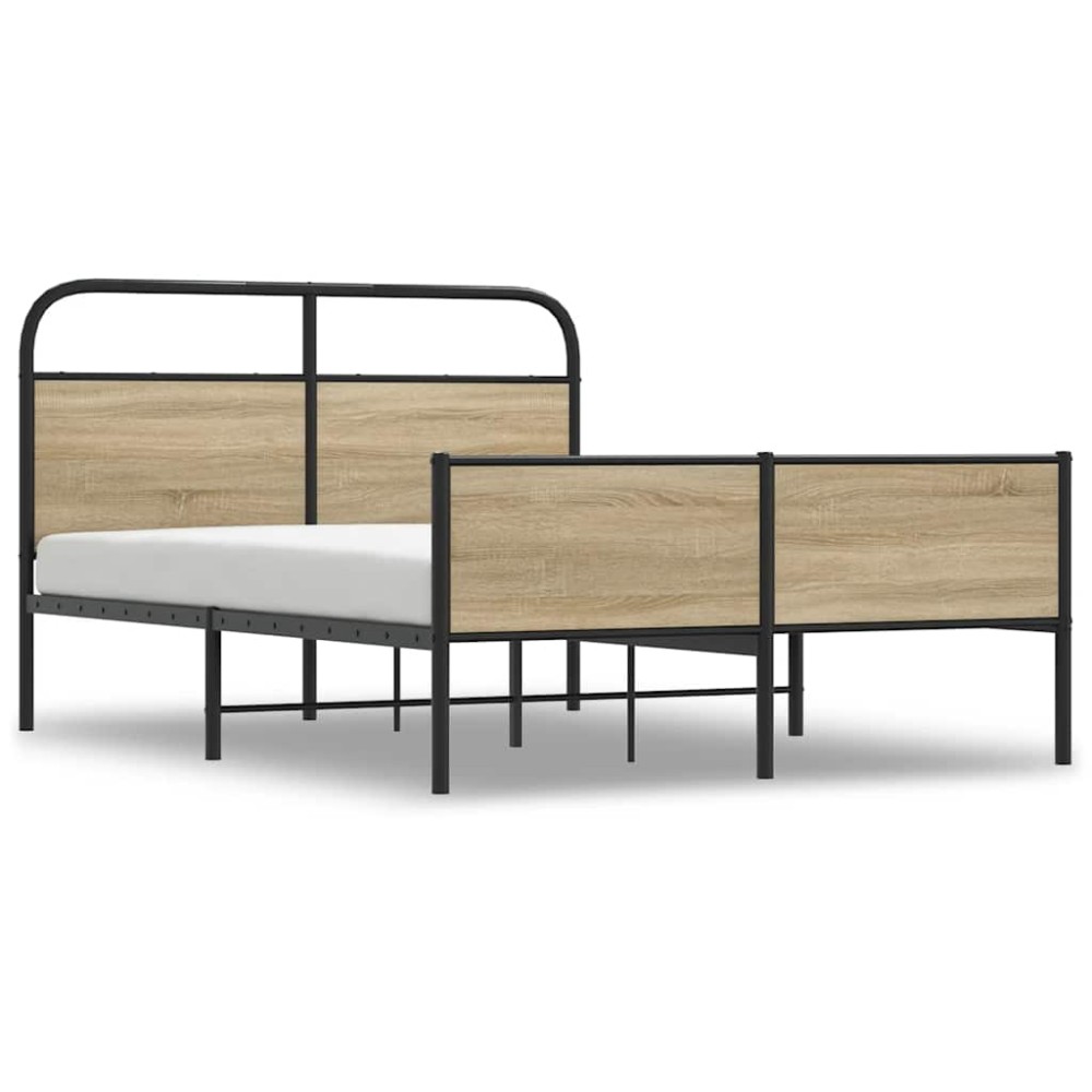 vidaXL Cadru de pat fără saltea 140x190 cm Lemn derivat stejar Sonoma