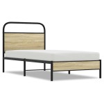 vidaXL Cadru de pat fără saltea 75x190 cm Lemn derivat stejar Sonoma vidaXL Cadru de pat fără saltea 75x190 cm Lemn derivat stejar Sonoma