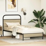vidaXL Cadru de pat fără saltea 75x190 cm Lemn derivat stejar Sonoma vidaXL Cadru de pat fără saltea 75x190 cm Lemn derivat stejar Sonoma