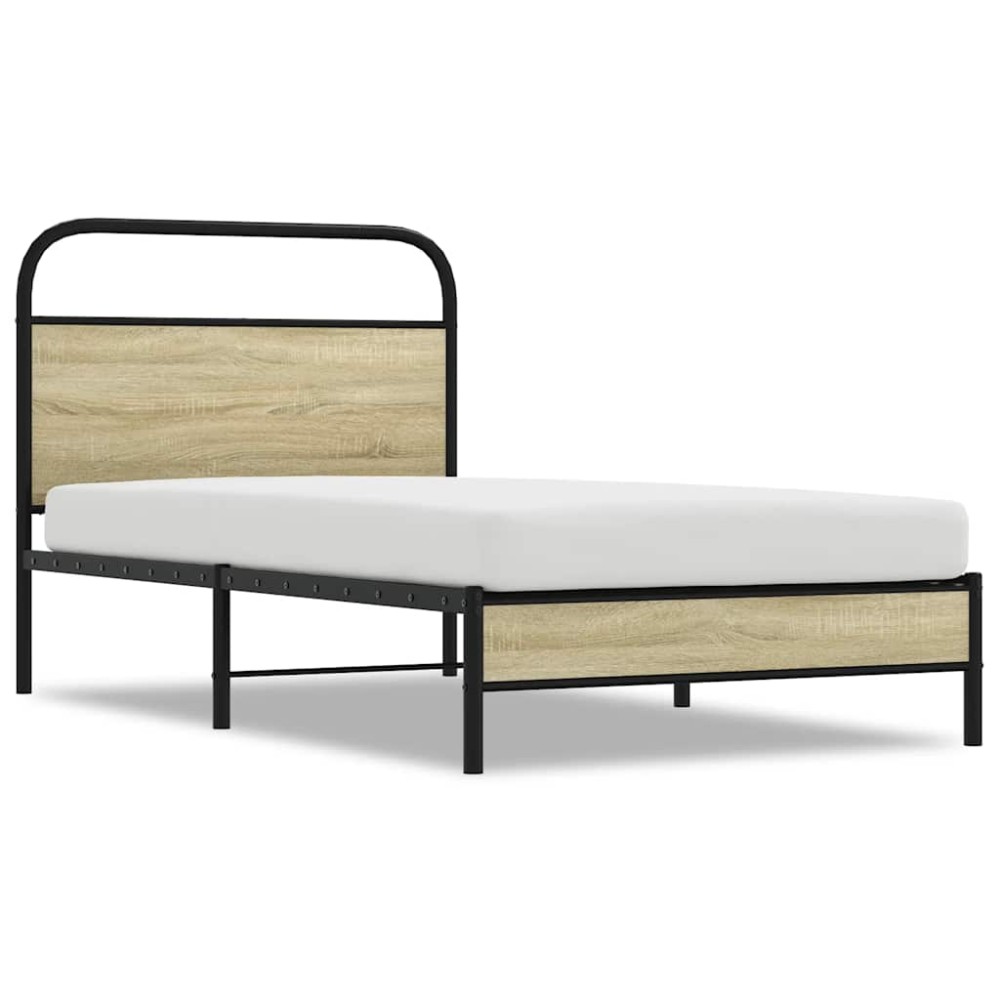 vidaXL Cadru de pat fără saltea 107x203 cm Lemn derivat stejar Sonoma