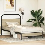 vidaXL Cadru de pat fără saltea 107x203 cm Lemn derivat stejar Sonoma vidaXL Cadru de pat fără saltea 107x203 cm Lemn derivat stejar Sonoma