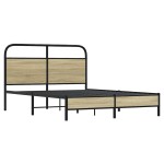 vidaXL Cadru de pat fără saltea 120x190 cm Lemn derivat stejar Sonoma vidaXL Cadru de pat fără saltea 120x190 cm Lemn derivat stejar Sonoma