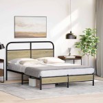 vidaXL Cadru de pat fără saltea 120x190 cm Lemn derivat stejar Sonoma vidaXL Cadru de pat fără saltea 120x190 cm Lemn derivat stejar Sonoma