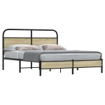 vidaXL Cadru de pat fără saltea 150x200cm Lemn prelucrat stejar Sonoma vidaXL Cadru de pat fără saltea 150x200cm Lemn prelucrat stejar Sonoma