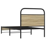 vidaXL Cadru de pat fără saltea 75x190 cm Lemn derivat stejar Sonoma