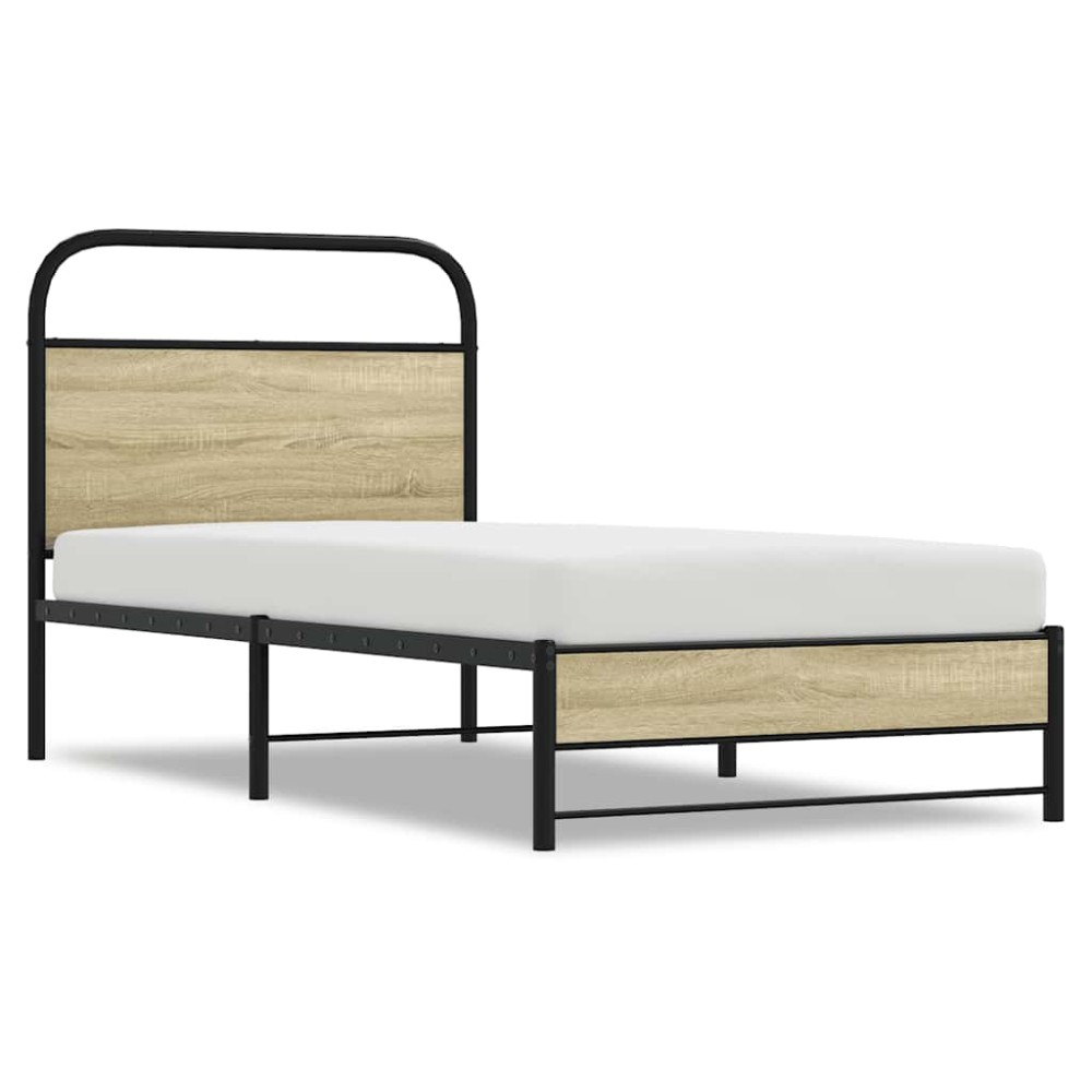 vidaXL Cadru de pat fără saltea 80x200 cm Lemn prelucrat stejar Sonoma