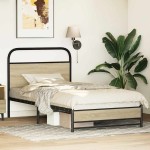 vidaXL Cadru de pat fără saltea 107x203 cm Lemn derivat stejar Sonoma vidaXL Cadru de pat fără saltea 107x203 cm Lemn derivat stejar Sonoma
