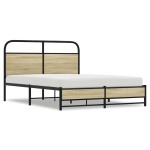 vidaXL Cadru de pat fără saltea 120x190 cm Lemn derivat stejar Sonoma vidaXL Cadru de pat fără saltea 120x190 cm Lemn derivat stejar Sonoma