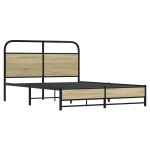 vidaXL Cadru de pat fără saltea 120x190 cm Lemn derivat stejar Sonoma vidaXL Cadru de pat fără saltea 120x190 cm Lemn derivat stejar Sonoma