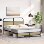 vidaXL Cadru de pat fără saltea 120x190 cm Lemn derivat stejar Sonoma vidaXL Cadru de pat fără saltea 120x190 cm Lemn derivat stejar Sonoma