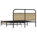 vidaXL Cadru de pat fără saltea 135x190 cm Lemn derivat stejar Sonoma vidaXL Cadru de pat fără saltea 135x190 cm Lemn derivat stejar Sonoma