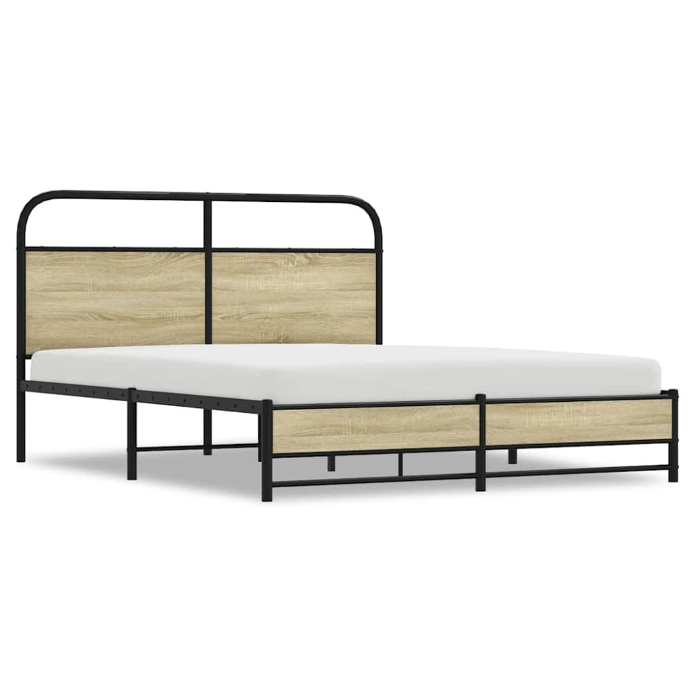 vidaXL Cadru de pat fără saltea 150x200cm Lemn prelucrat stejar Sonoma