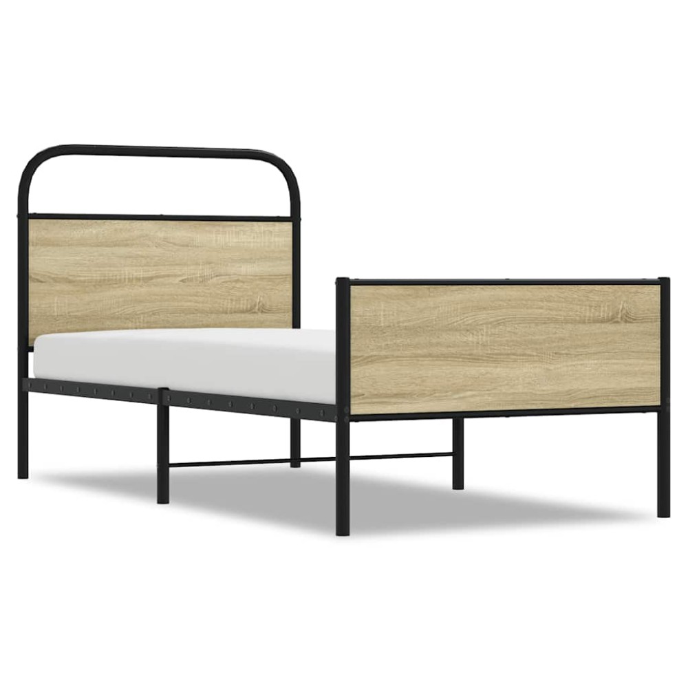vidaXL Cadru de pat fără saltea 80x200 cm Lemn prelucrat stejar Sonoma