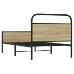 vidaXL Cadru de pat fără saltea 107x203 cm Lemn derivat stejar Sonoma vidaXL Cadru de pat fără saltea 107x203 cm Lemn derivat stejar Sonoma