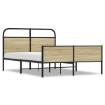 vidaXL Cadru de pat fără saltea 135x190 cm Lemn derivat stejar Sonoma vidaXL Cadru de pat fără saltea 135x190 cm Lemn derivat stejar Sonoma