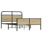 vidaXL Cadru de pat fără saltea 135x190 cm Lemn derivat stejar Sonoma vidaXL Cadru de pat fără saltea 135x190 cm Lemn derivat stejar Sonoma