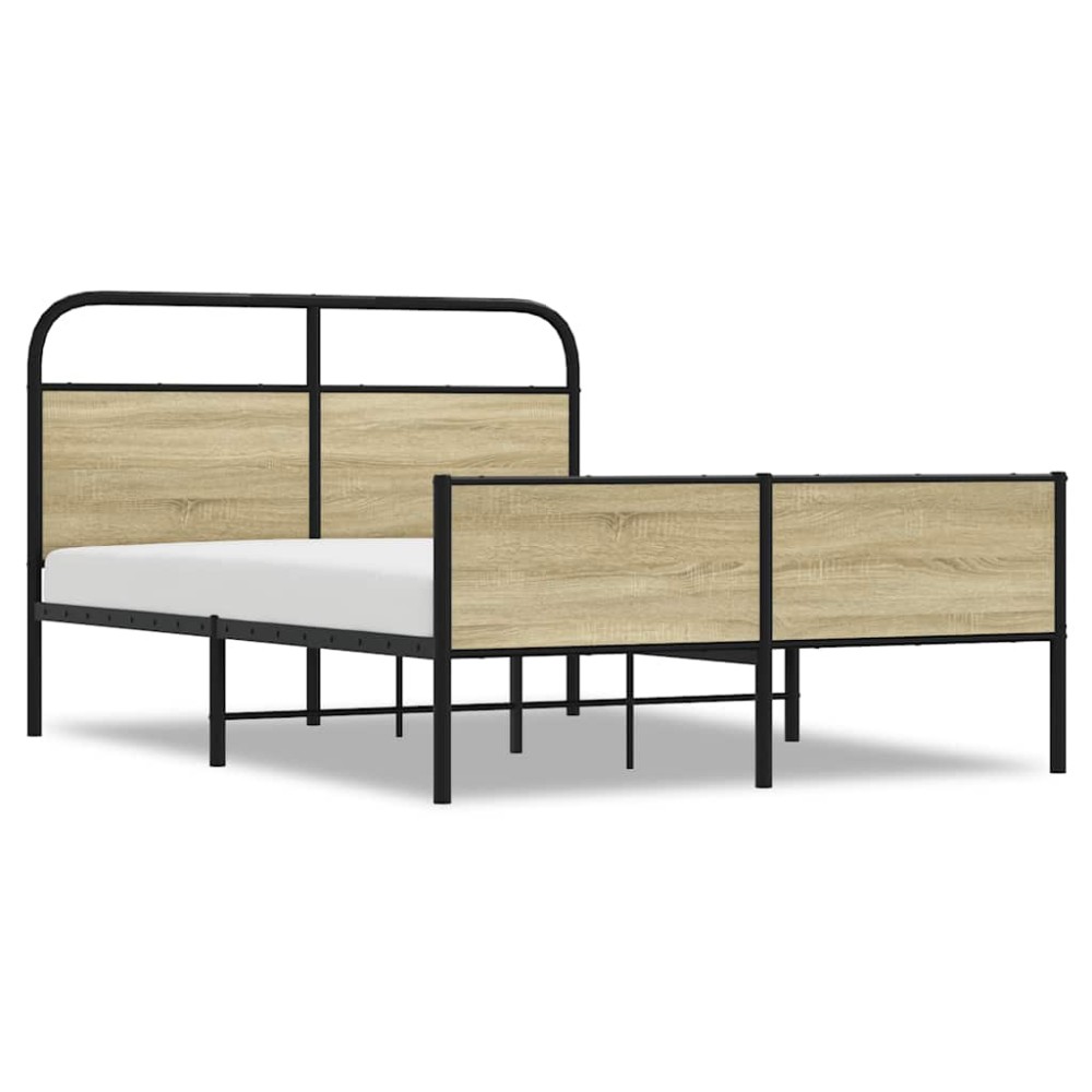 vidaXL Cadru de pat fără saltea 140x190 cm Lemn derivat stejar Sonoma