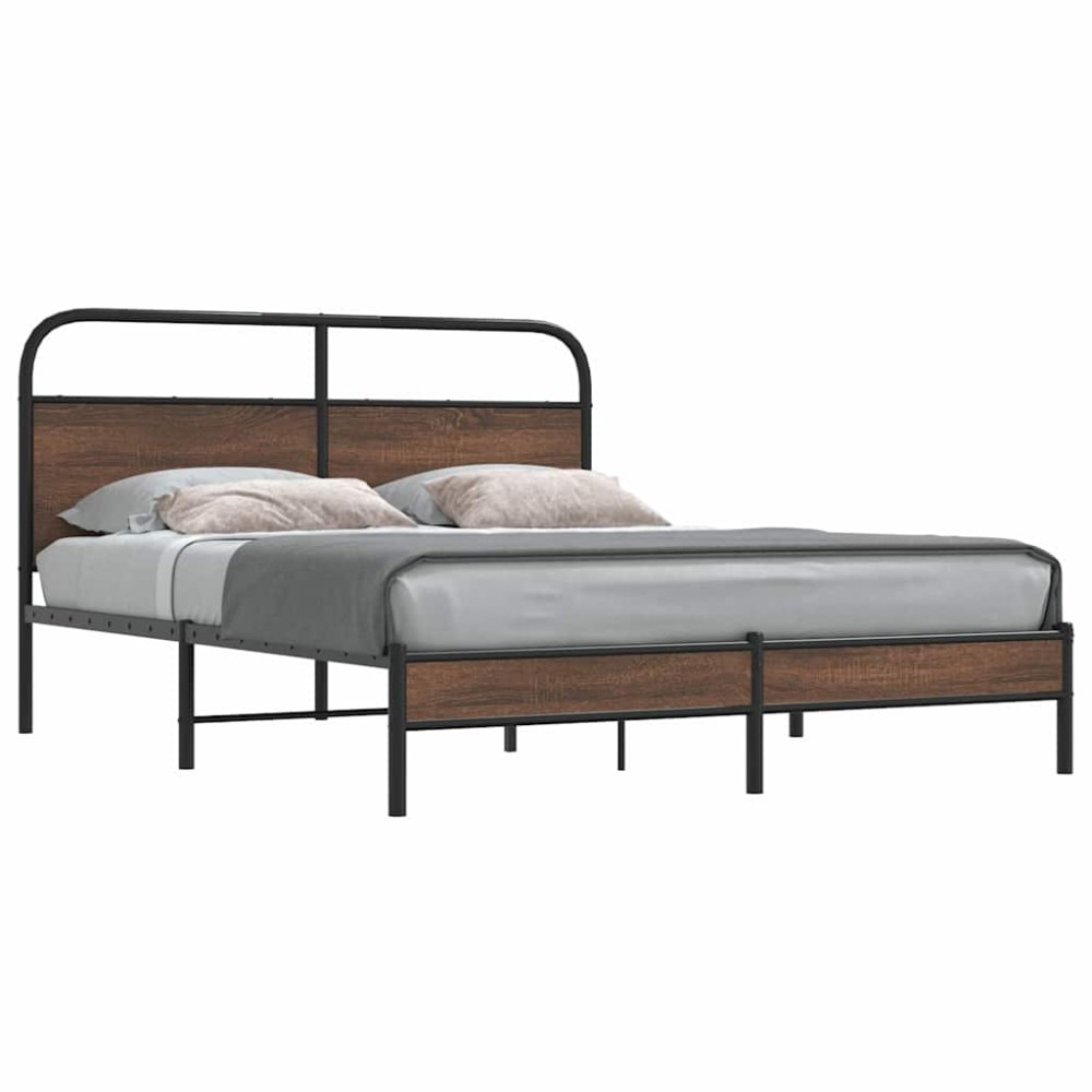 vidaXL Cadru de pat fără saltea stejar maro 150x200 cm Lemn prelucrat
