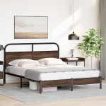 vidaXL Cadru de pat fără saltea stejar maro 150x200 cm Lemn prelucrat