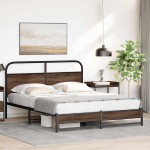 vidaXL Cadru de pat fără saltea stejar maro 150x200 cm Lemn prelucrat
