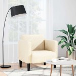 vidaXL Canapea scaun cu cotiere crem 54 cm țesătură velur vidaXL Canapea scaun cu cotiere crem 54 cm țesătură velur