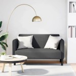 vidaXL Canapea lovesea gri închis 109 cm țesătură velur vidaXL Canapea lovesea gri închis 109 cm țesătură velur