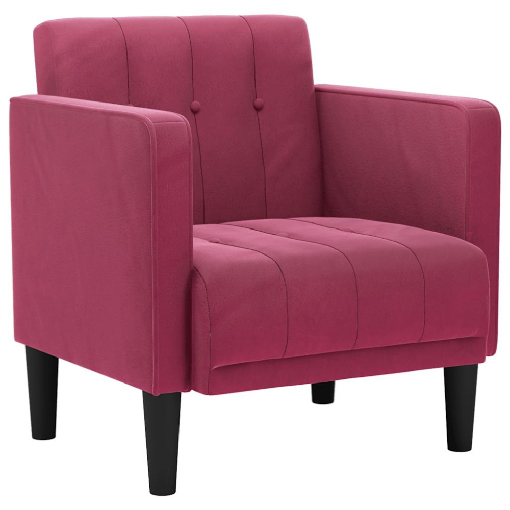 vidaXL Canapea Scaun cu cotiere, vin roșu, 53 cm, catifea