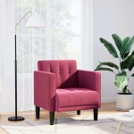 vidaXL Canapea Scaun cu cotiere, vin roșu, 53 cm, catifea vidaXL Canapea Scaun cu cotiere, vin roșu, 53 cm, catifea