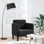 vidaXL Canapea Scaun cu cotiere, negru, 53 cm, catifea vidaXL Canapea Scaun cu cotiere, negru, 53 cm, catifea